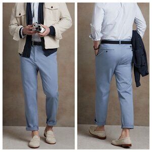 Banana Republic Aiden Slim Rapid Movement Chino Pant 36x31 Blue Cotton Stretch